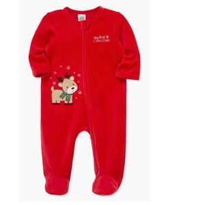 NWT Unisex My First Christmas Velour Reindeer Footie - Baby 6M